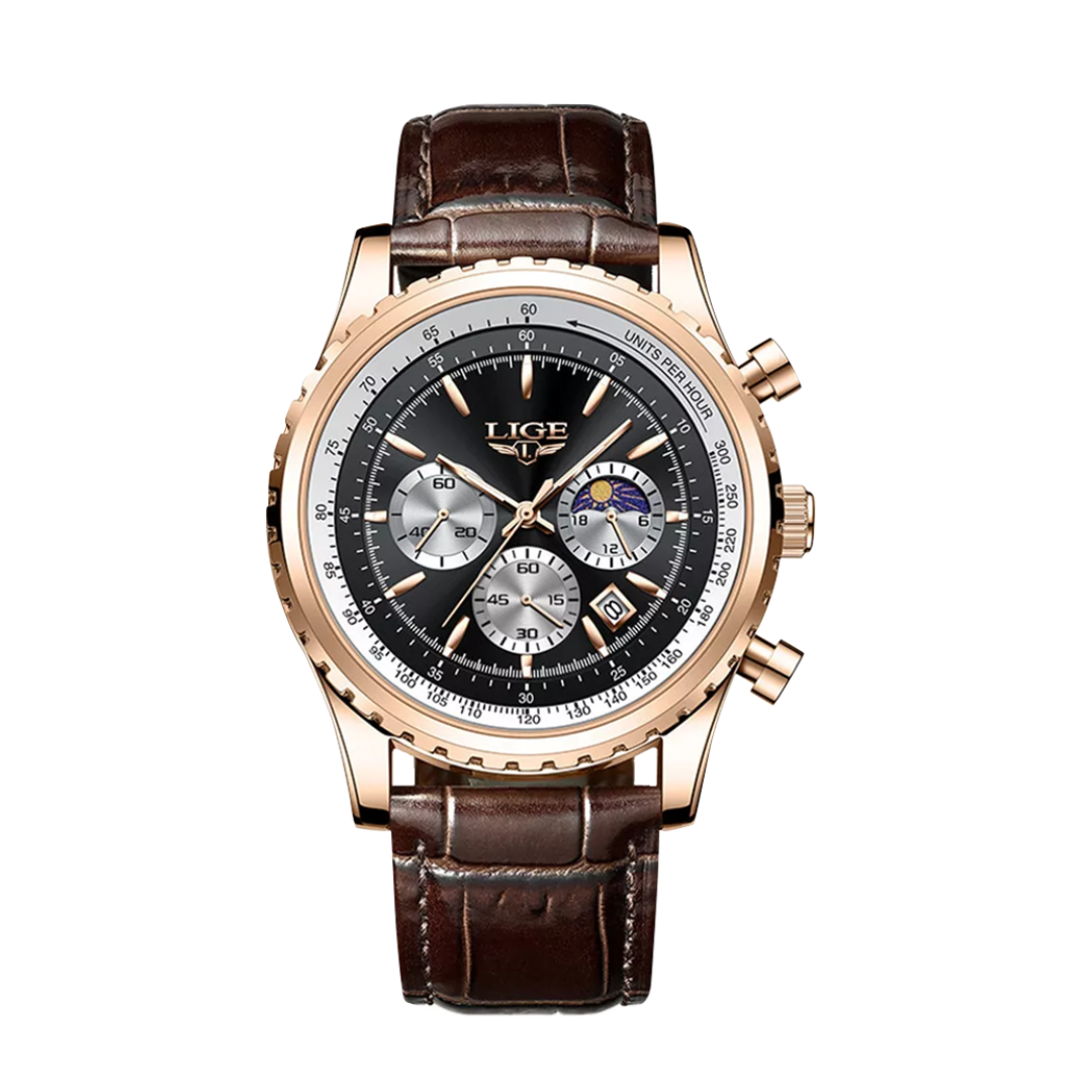 Leo | Elegant Chronograph Moon Phase Watch| 46mm
