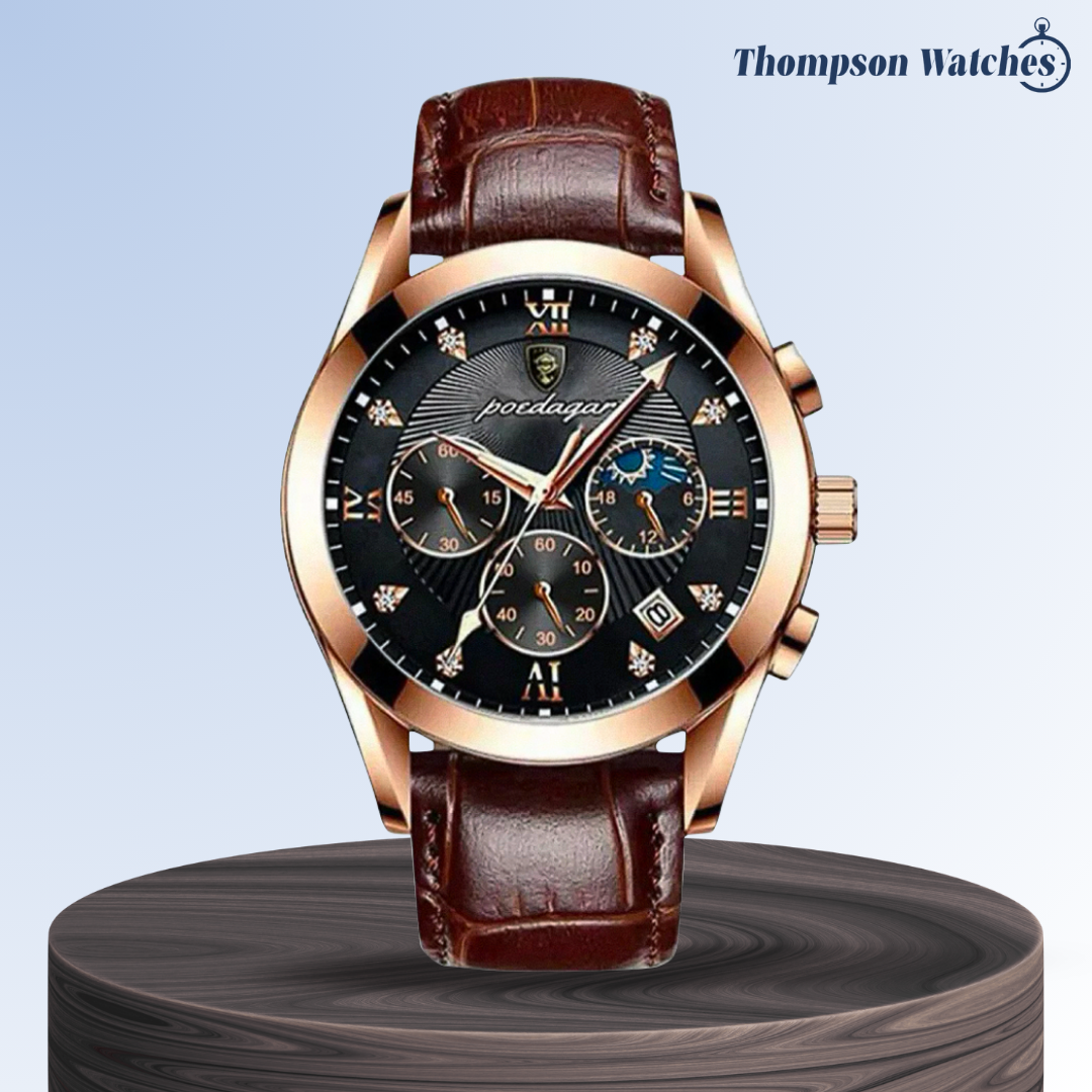 Darian | Classic Textured Leather Strap Watch | 39mm