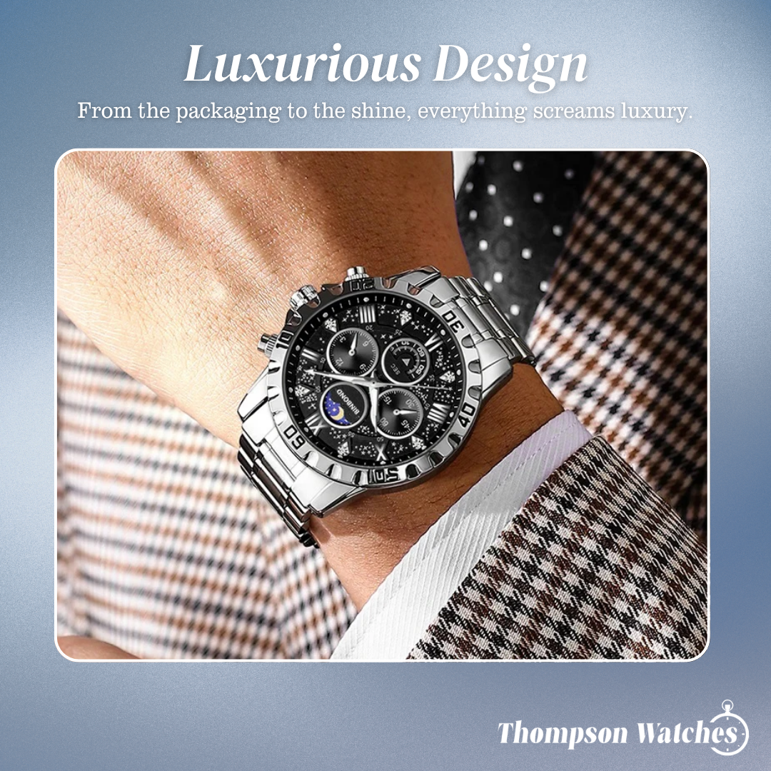 Rex | Opulent Chronograph Watch with Sleek Metal Band | 43.9mm