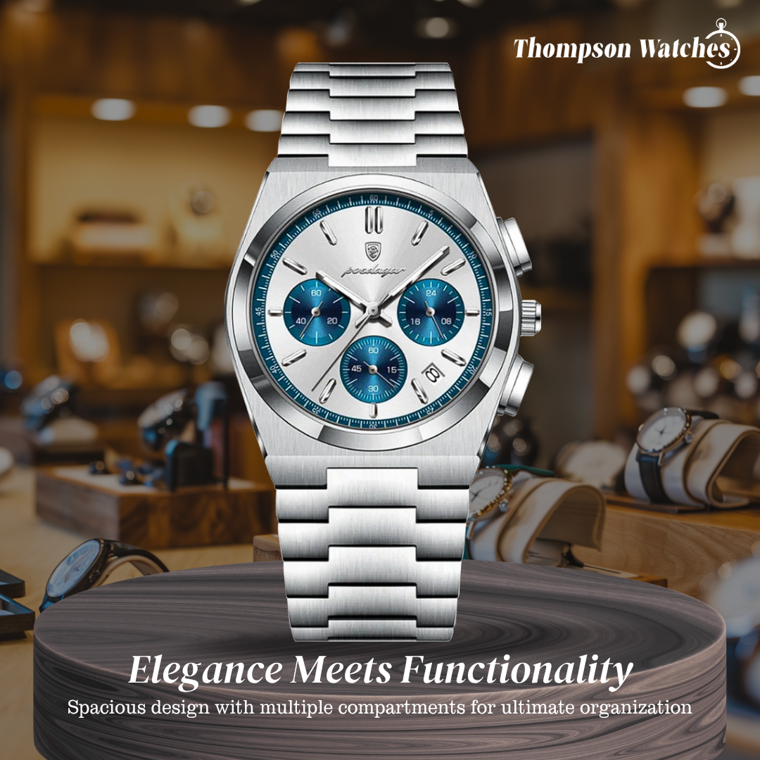 Logan | Sleek Steel Finish Modern Chronograph Build Watch | 40mm