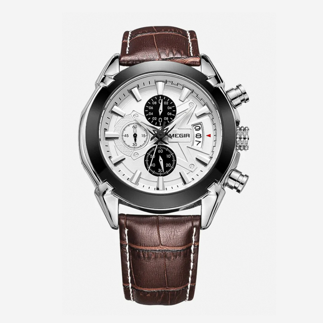 Jaxon | Sophisticated Leather Finish Bold Chronograph Watch | 47mm