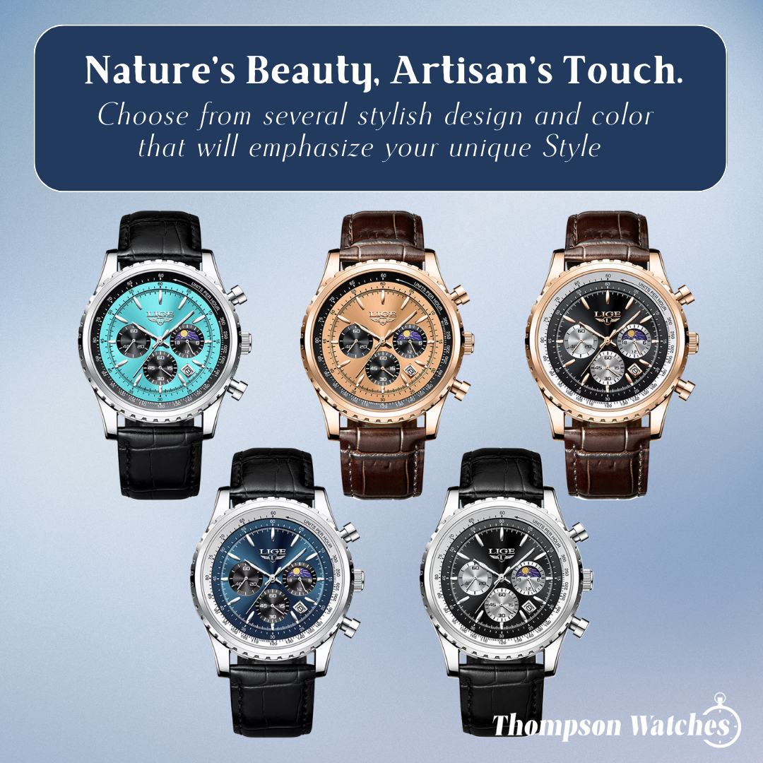 Leo | Elegant Chronograph Moon Phase Watch| 46mm