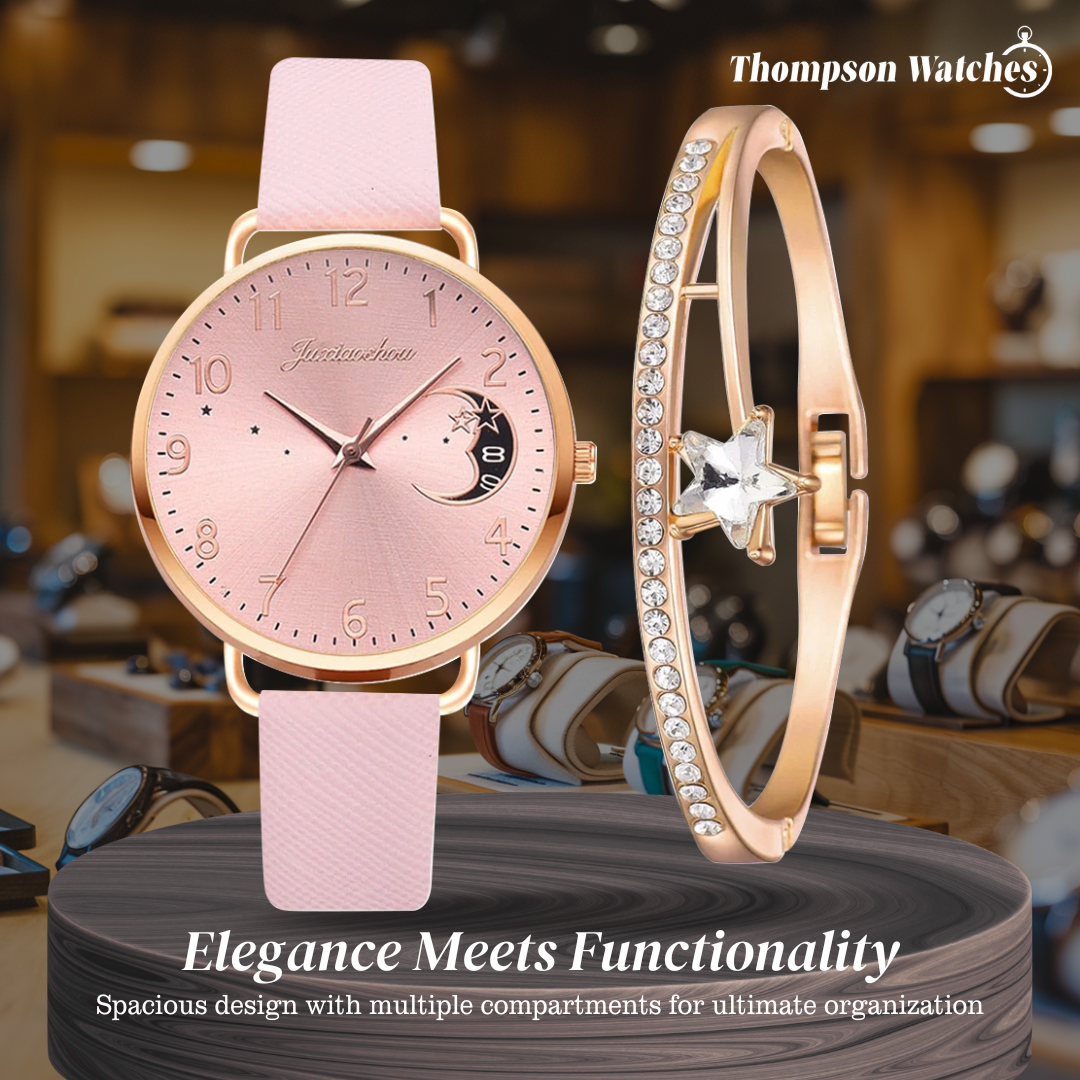 Sierra | Moon Number Dial Watch and Bracelets Set | 36mm