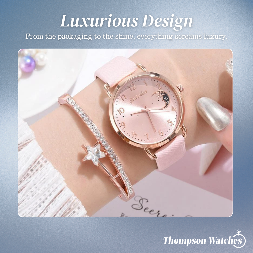 Sierra | Moon Number Dial Watch and Bracelets Set | 36mm