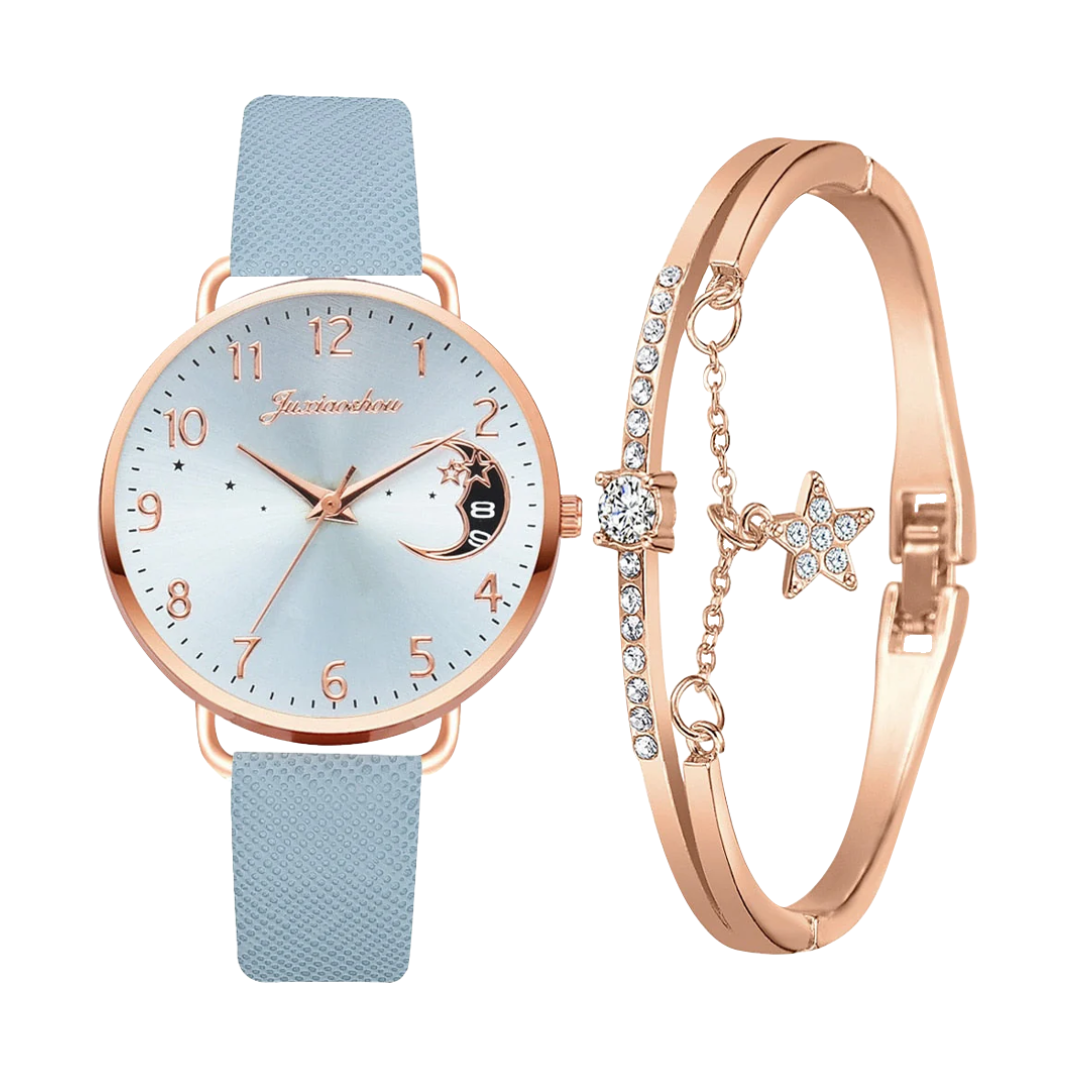 Sierra | Moon Number Dial Watch and Bracelets Set | 36mm