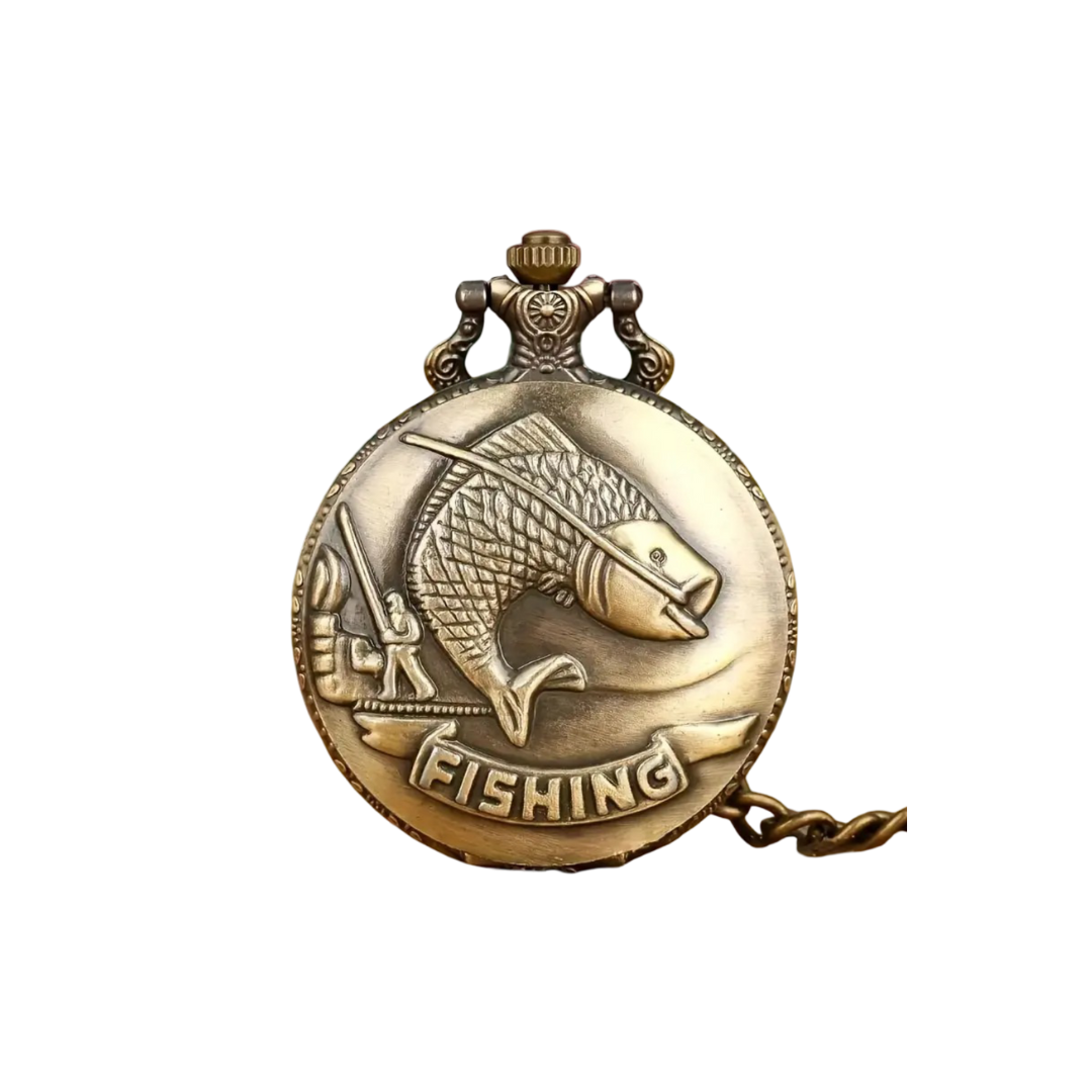 Brooke | Vintage Fishing Scene Pocket Watch | 45mm
