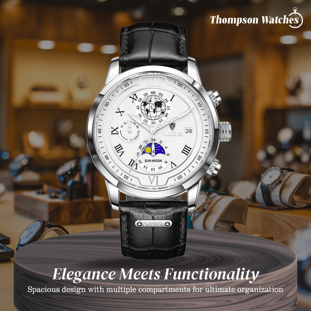 Liam | Celestial World-Time Leather Watch | 43mm