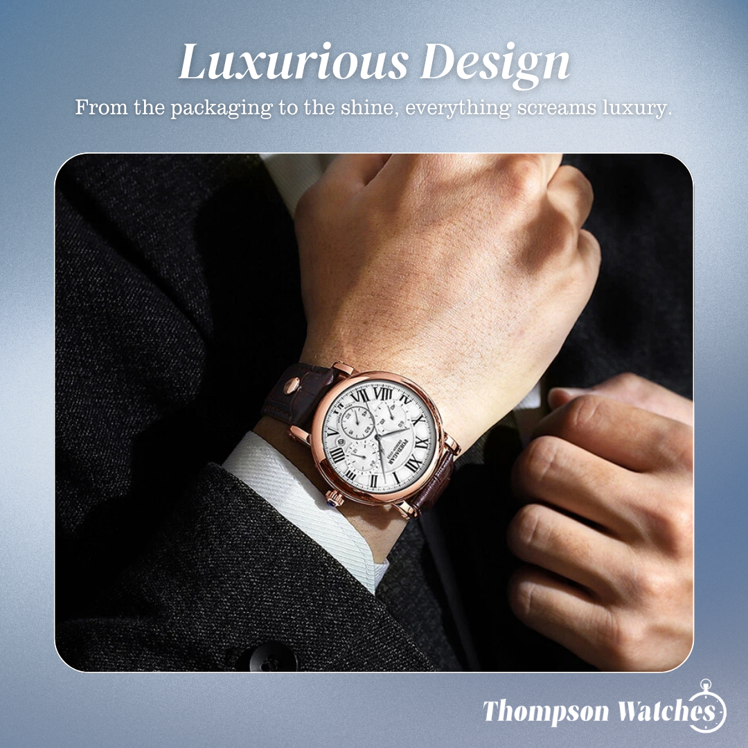 Lucas | Timed Precision Leather Chronograph Watch | 40mm