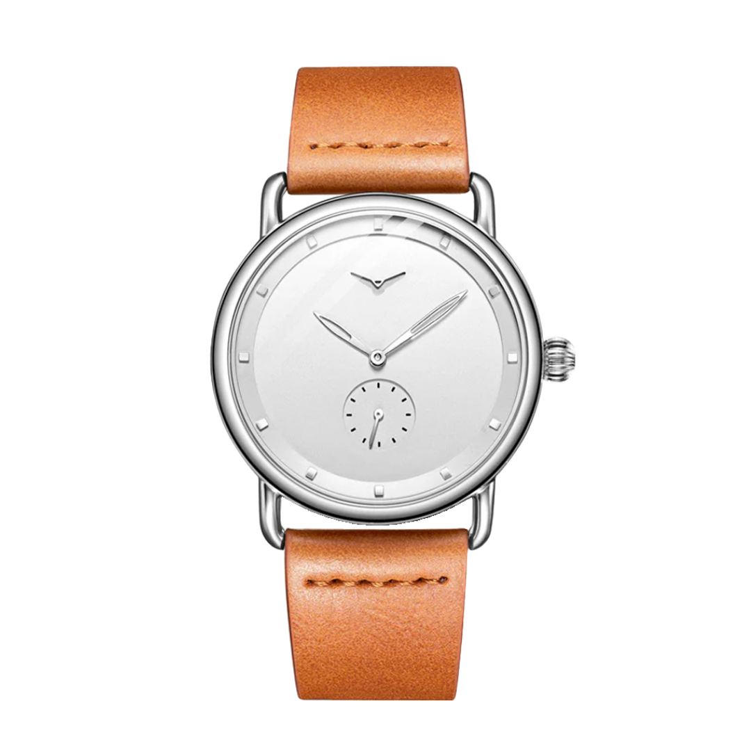 Caleb | Sleek Minimalist Leather Watch | 41mm