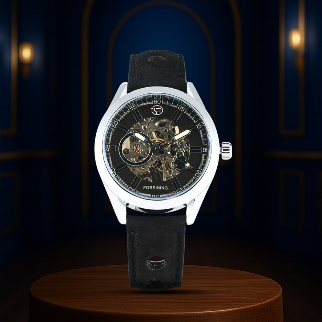 Felipe | Bold Men’s Skeleton Leather Watch | 42mm