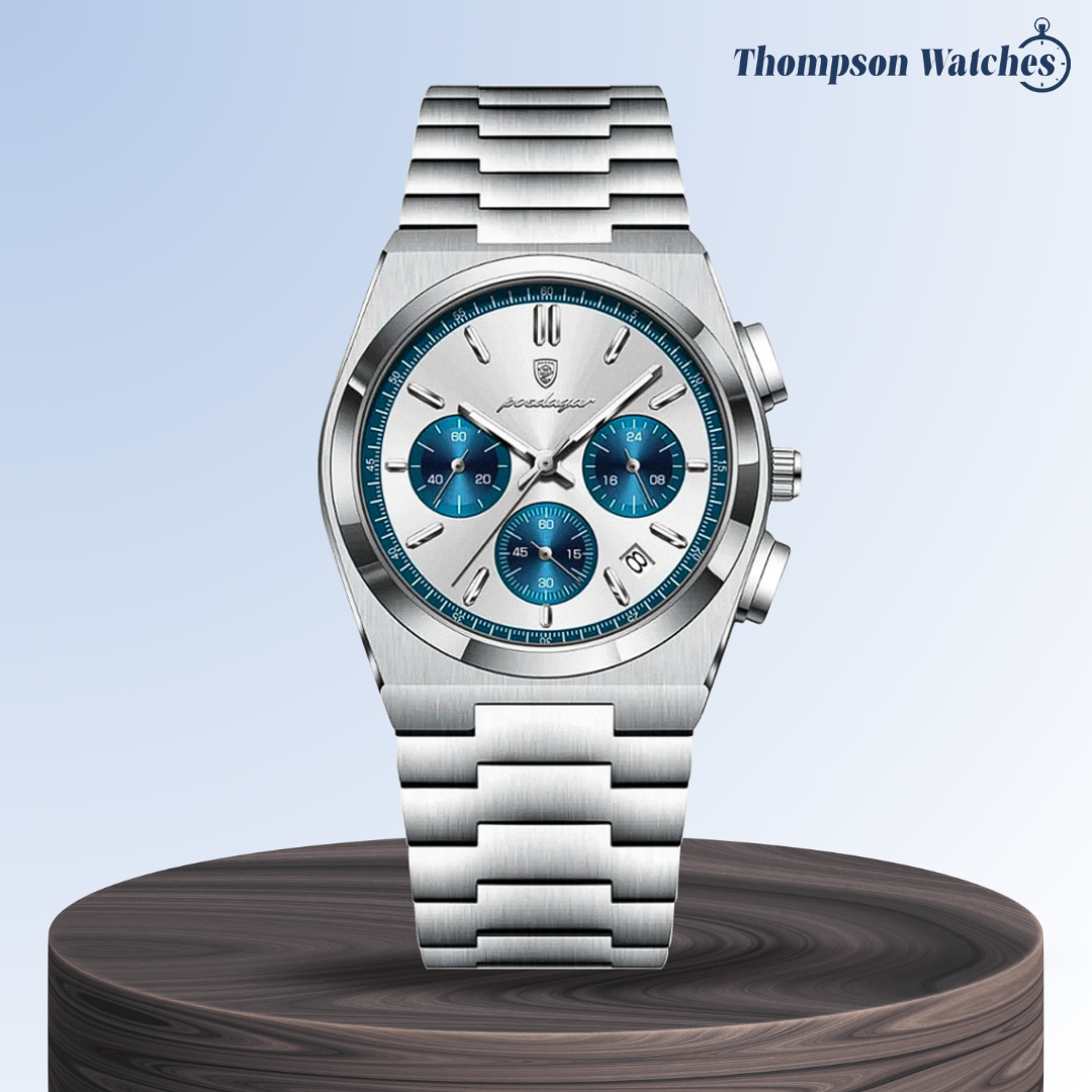 Logan | Sleek Steel Finish Modern Chronograph Build Watch | 40mm