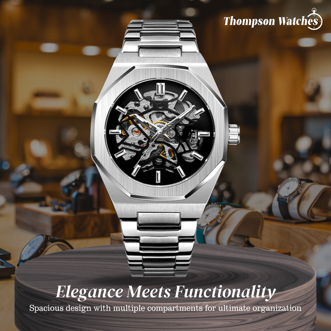 Luca | Intricate Skeleton Movement Bold Brushed Steel Watch | 42mm