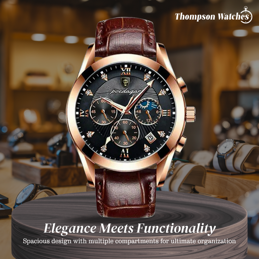 Darian | Classic Textured Leather Strap Watch | 39mm