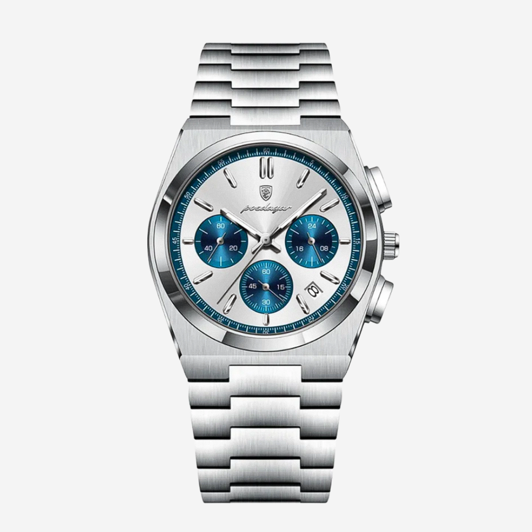 Logan | Sleek Steel Finish Modern Chronograph Build Watch | 40mm