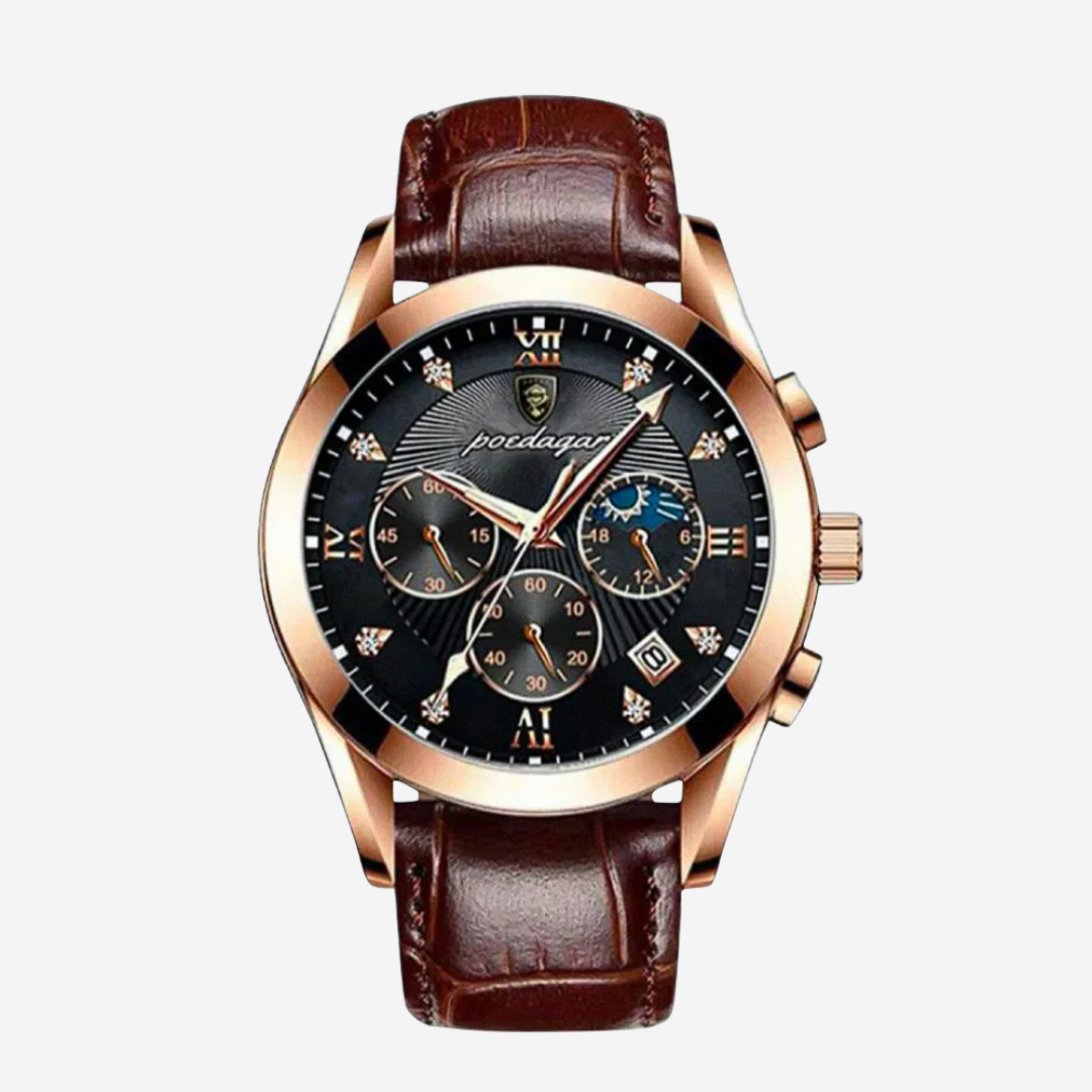 Darian | Classic Textured Leather Strap Watch | 39mm