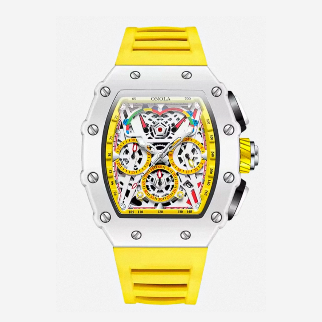 Cairo | Color-Popped Skeleton Dial Futuristic Watch | 41mm