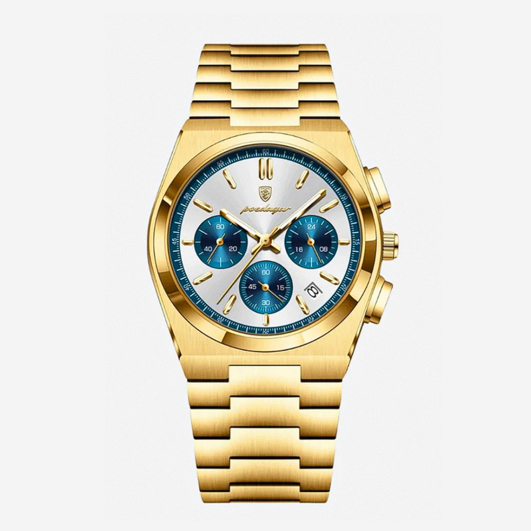 Logan | Sleek Steel Finish Modern Chronograph Build Watch | 40mm