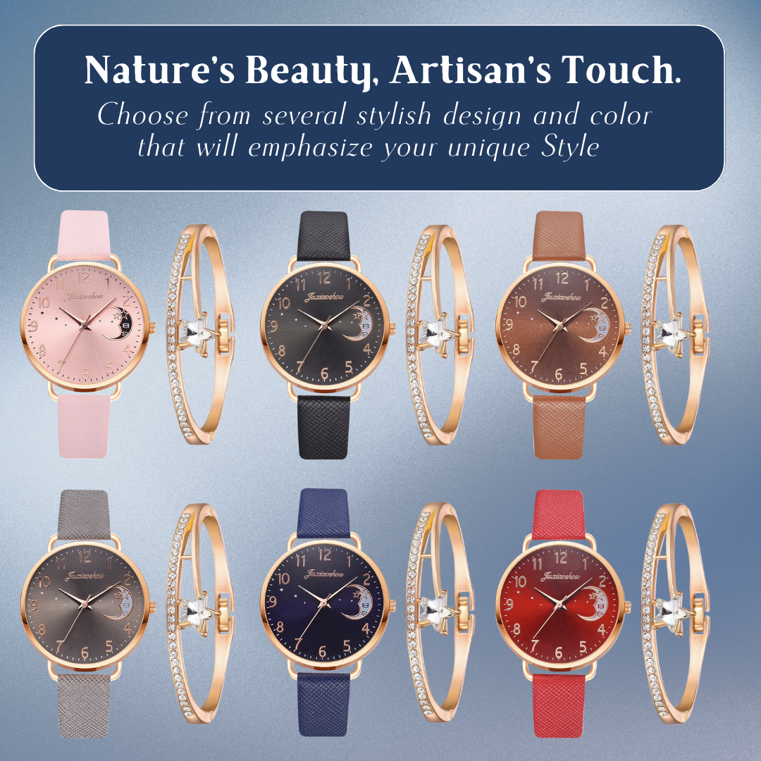 Sierra | Moon Number Dial Watch and Bracelets Set | 36mm