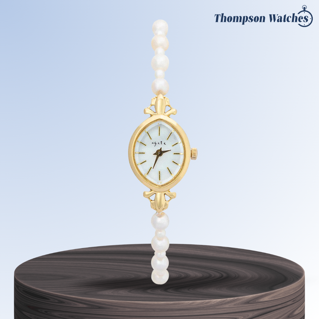 Lunavine | Gold Pearl Accent Women’s Bracelet Watch| 32 mm