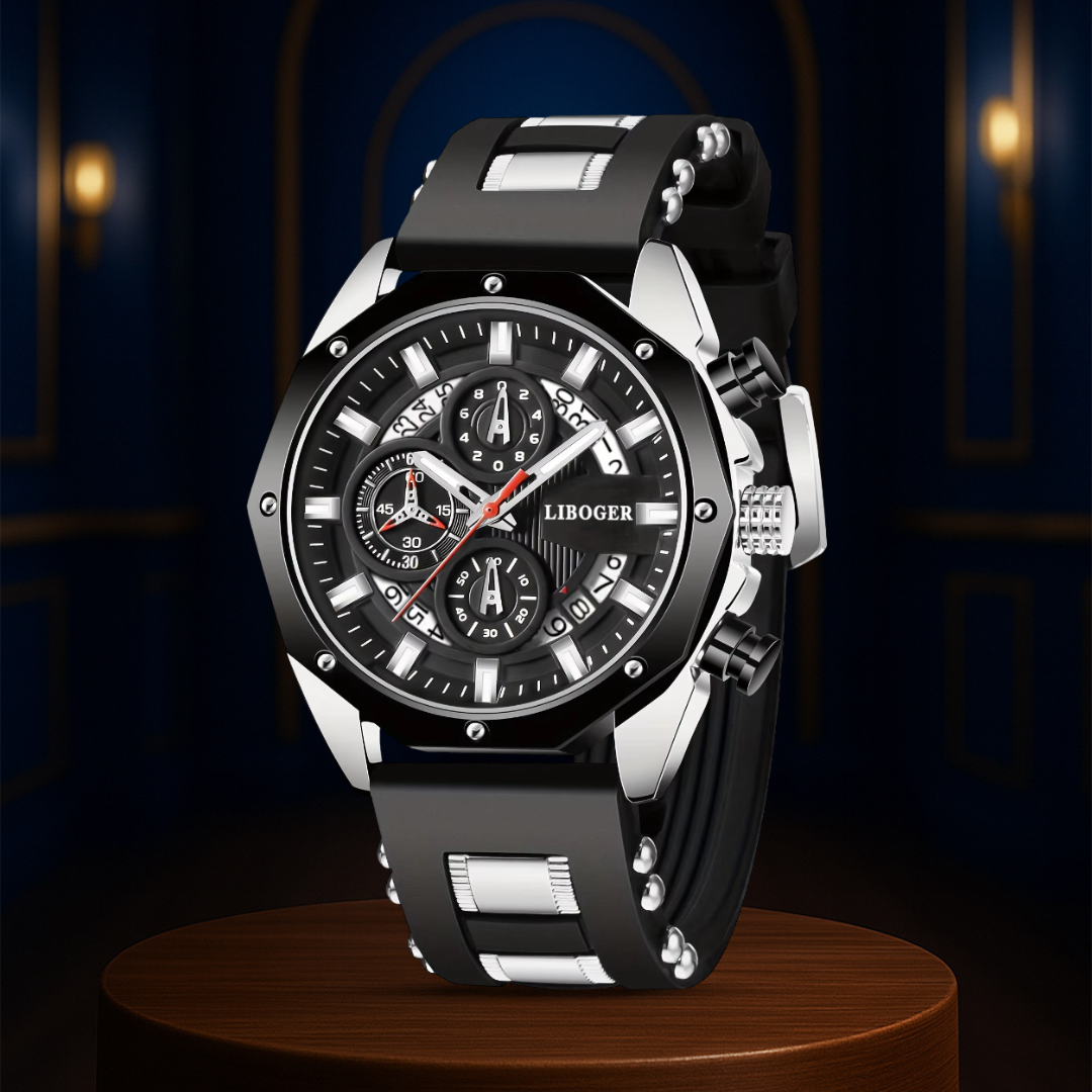 Dean | Men's Silicone Strap Sports Chronograph Quartz Watch | 35mm