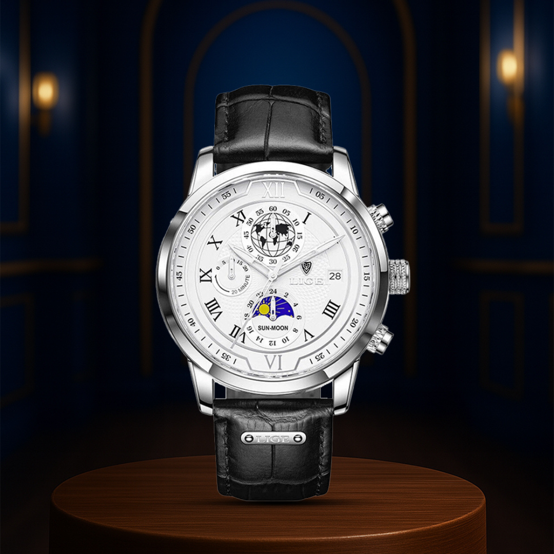 Liam | Celestial World-Time Leather Watch | 43mm