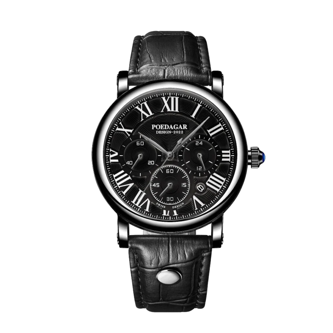 Lucas | Timed Precision Leather Chronograph Watch | 40mm